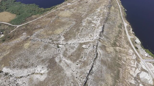 Drone Footage of Juliopolis Necropolis in Cayirhan Nallihan Ankara Turkey Showing Roman Byzantine Tombs and Archaeological Terrain