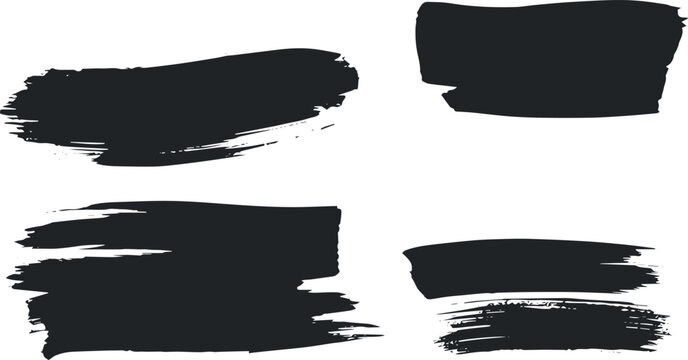Set of black grunge brush strokes