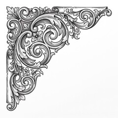 Fototapeta premium Vintage Engraved Paper Scroll Corner Element