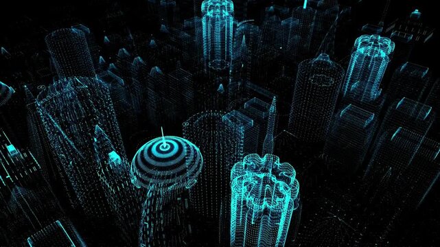 Abstract Technology City Animation | Futuristic Smart City Digital Background 4K