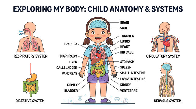 Child Anatomy and Systems: Brain, Lungs, Heart, Digestive, Nervous Systems