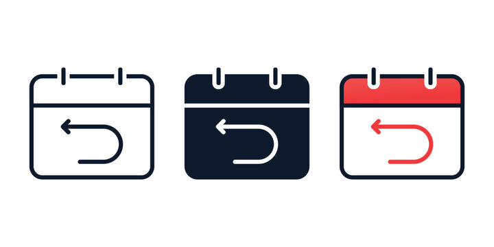 Calendar Return Icon. Event Rescheduling and Schedule Adjustment Symbol. Vector Illustration