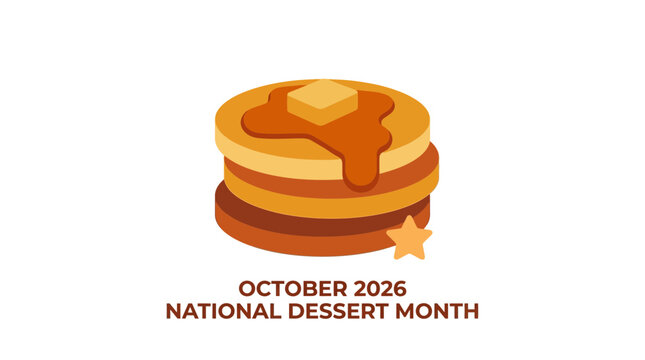 A stack of delicious pancakes topped with melting butter and syrup for National Dessert Month.