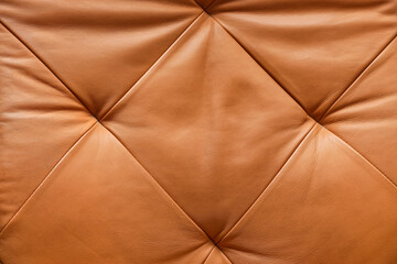 Obraz premium Brown leather upholstery with diamond tufting and textured surface, furniture and interior design background