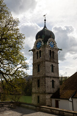 Naklejka premium Historic clock tower in Eglisau, Switzerland