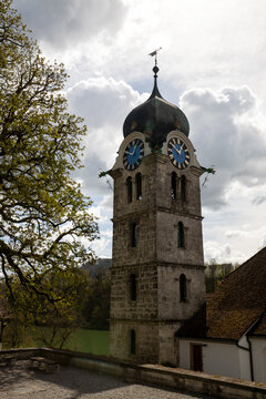 Historic clock tower in Eglisau, Switzerland