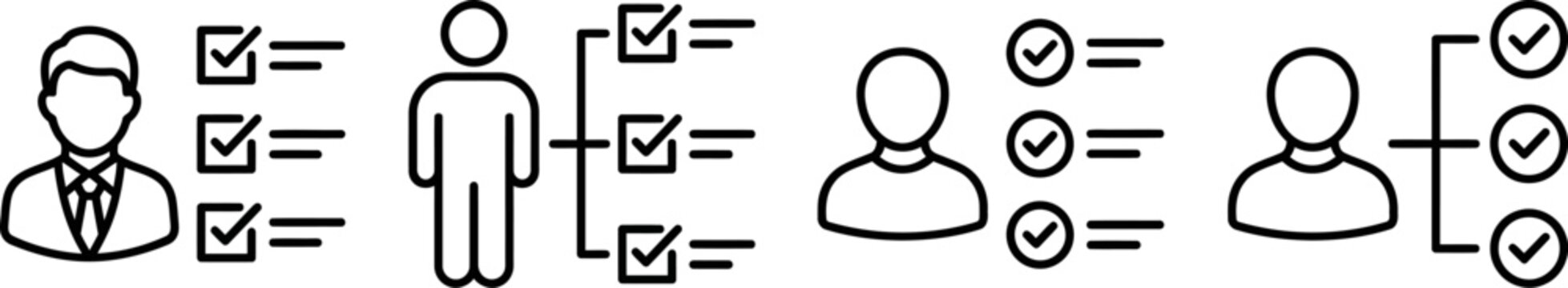 Human resource compliance icons set verification approval and personnel management