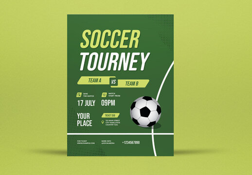 Green Modern Soccer Tourney Flyer Layout