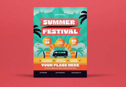 Green Gradient Summer Festival Flyer Layout