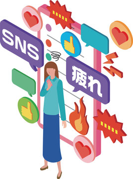 SNSの使用に疲れてしまう女性