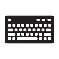 Naklejka premium Computer keyboard black silhouette icon for office and technology usage with keyboard, computer