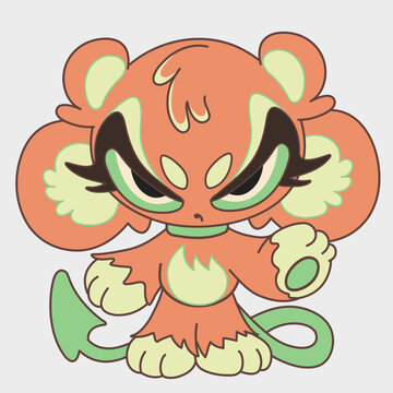 Serious cartoon animal. Funny character. Cartoon character design.