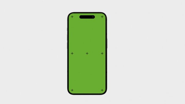 3D animation of modern smartphone mockup reveal with green screen and tracking markers