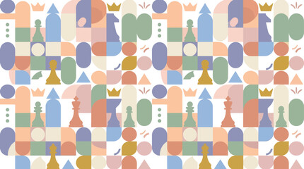 Abstract Geometric Chess Pattern with Pastel Colors - Seamless Background © kalimawafina