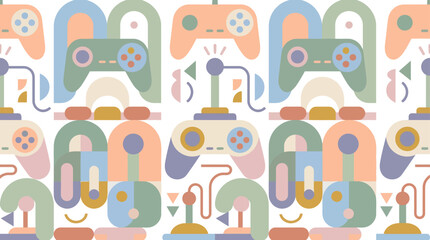 Retro Video Game Controller Pattern, Vintage Joystick Seamless Background, Gaming Fun © kalimawafina