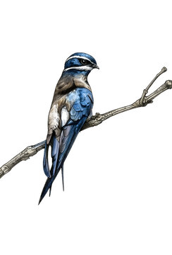 illustrations of Whiskered Treeswift in a vintage natural history book