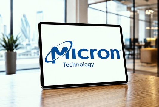 Micron Technology Artificial Intelligence (AI) Semiconductor Company Corporate Logo, London, UK - July 2026