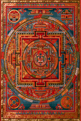 Naklejka premium Traditional Tibetan Thangka painting of the Mandala of Vajrayogini