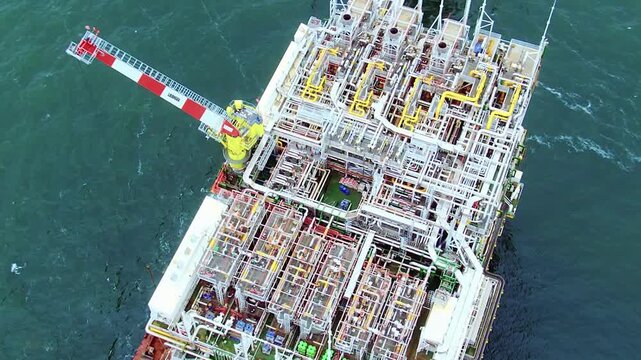 Aerial view of a Floating Production Storage and Offloading - FPSO - vessel at sea