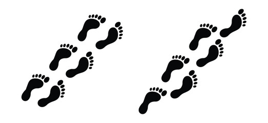 Footprints walking trail symbol, minimalist silhouette icon representing journey, direction, movement, hiking routes, and outdoor adventure. © Ayat0002