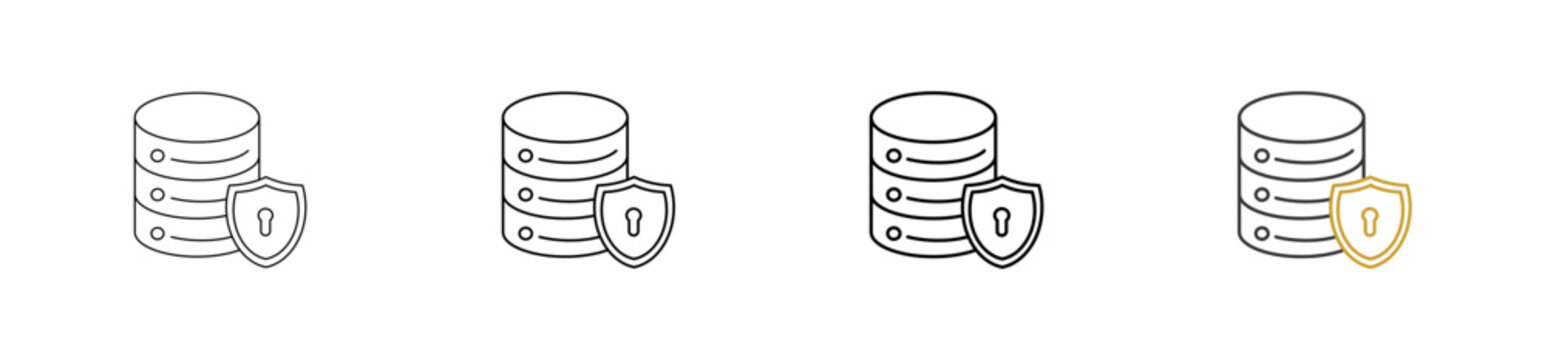 Data Security icon set outline style with various size