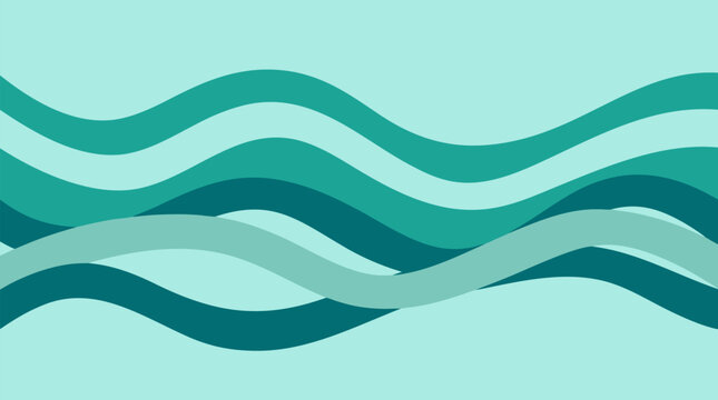 Calming abstract vector background of smooth teal and aqua ribbon layers flowing in gentle waves, evoking ocean currents, spa serenity, modern elegance and tranquil decorative motion for banners