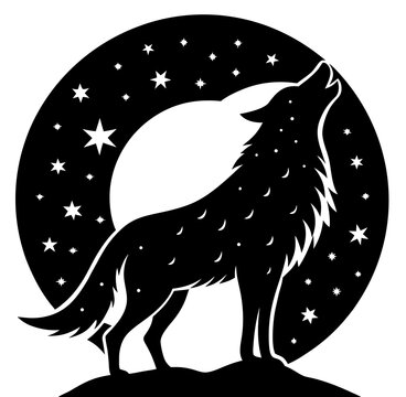 wolf and moon