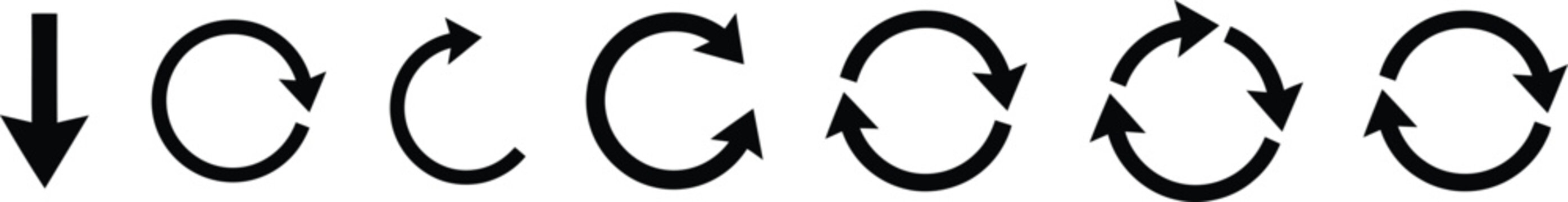 Circular Arrow Icons Set - Refresh Reload Rotate Symbols Vector Collection
