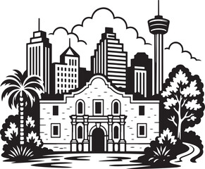 Obraz premium San Atonio silhouette, Skyline silhouette, vector illustration
