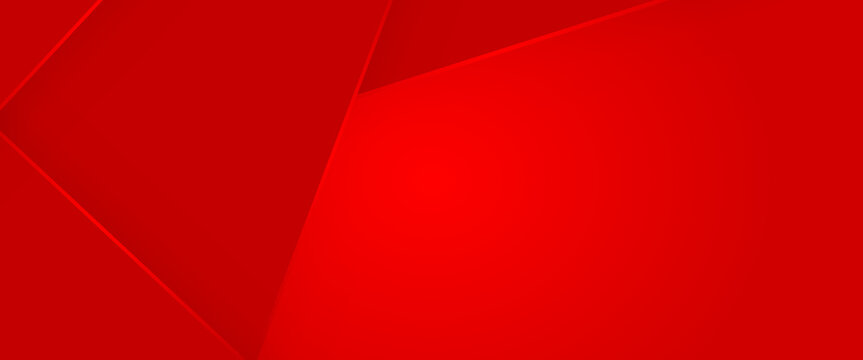 Abstract red geometric background with overlapping dynamic diagonal paper layers and subtle gradient shapes for modern corporate presentation banner design template.