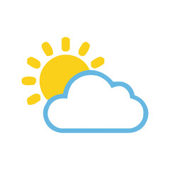 Fototapeta premium Weather icon with sun and cloud.