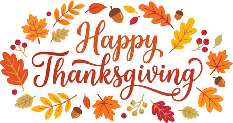 Happy Thanksgiving Day greeting banner with autumn pumpkins pie and tea icons pattern © Hafsa