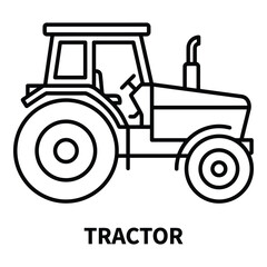 Obraz premium Simple line drawing of a black and white tractor facing forward