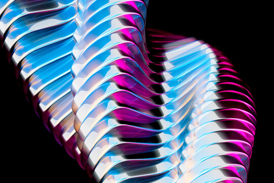 3D chrome ribbon wave with fluid futuristic technology