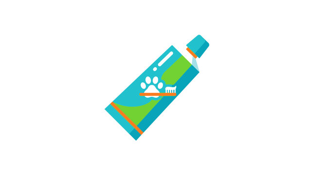 A flat vector illustration of a tube of pet toothpaste with a paw print icon.