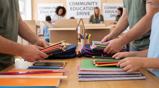 teacher students classroom education hands counting organizing donated school calm shows counting organizing donated school supplies fore and supports education stories teacher profiles school