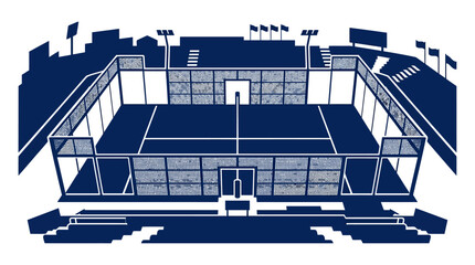 Modern Sports Stadium Silhouette with Floodlights and Spectator Stands © kc