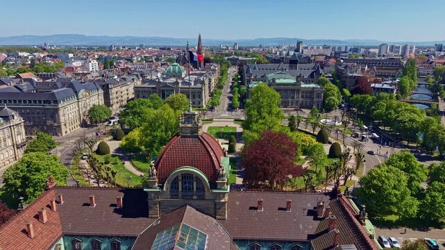 The Palais du Rhin, Place de la R&eacute;publique Gardens, Op&eacute;ra national du Rhin, Biblioth&egrave;que nationale et universitaire and St. Paul Church define Strasbourg's Neustadt Historic District in Alsace, France