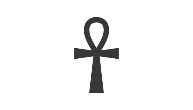 Ancient Egyptian ankh symbol representing the key of life depicted as a bold black icon centered on a plain white background.