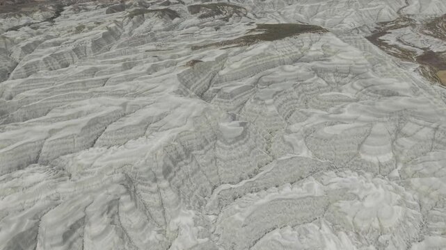 Drone Footage of Nallihan Bird Sanctuary and Rainbow Hills in Ankara Turkey Showing Wetlands and Colorful Geological Landscape