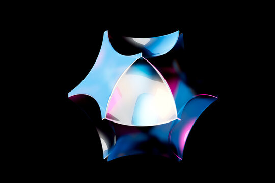 Neon wave 3D abstract form with digital technology