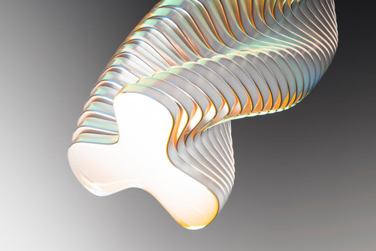 Iridescent glass 3D organic form for digital wallpaper