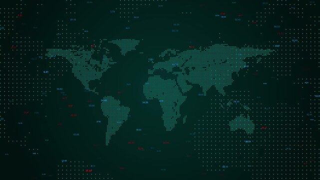 Futuristic Global Digital World Map with Data Points