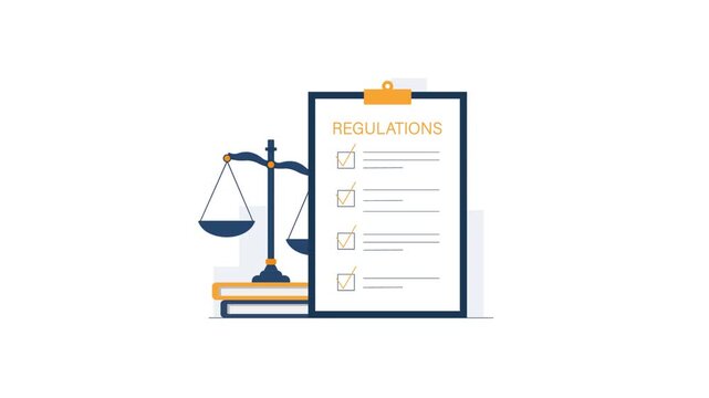 Animated Checklist of Regulations with Scales of Justice 
