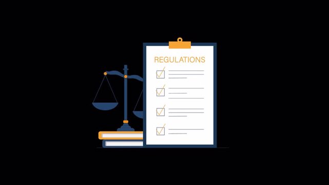 Animated Checklist of Regulations with Scales of Justice - Transparent