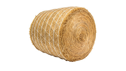 Traditional single round dry hay straw bale isolated on a transparent background © Ivanka