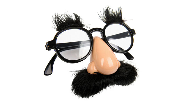 Funny novelty disguise glasses with fake nose eyebrows moustache isolated on a transparent background