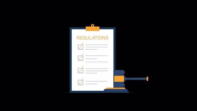 Animated Checklist of Regulations with a Gavel - Transparent