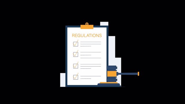 Animated Checklist of Regulations with a Gavel - Transparent