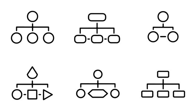 Organization Chart Icons: Hierarchy, Structure, Flowchart Elements, Business Process Diagrams, Team Structure